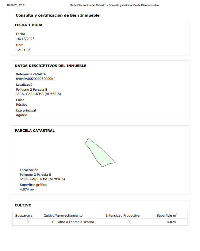 Imagen 2 Solar Rústico en venta en Garrucha / En el campo de la Jara, a 5 minutos de la población.