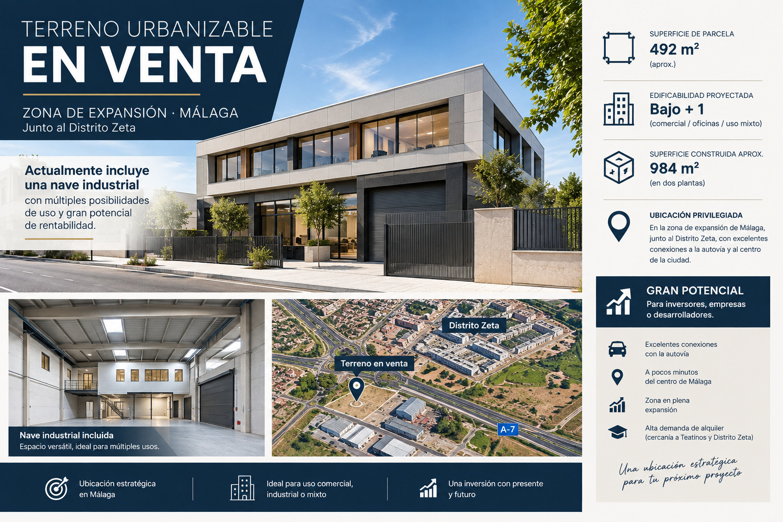 Imagen 1 Solar Urbano en venta en Málaga / Terreno edificable en zona de expansion distrito zeta