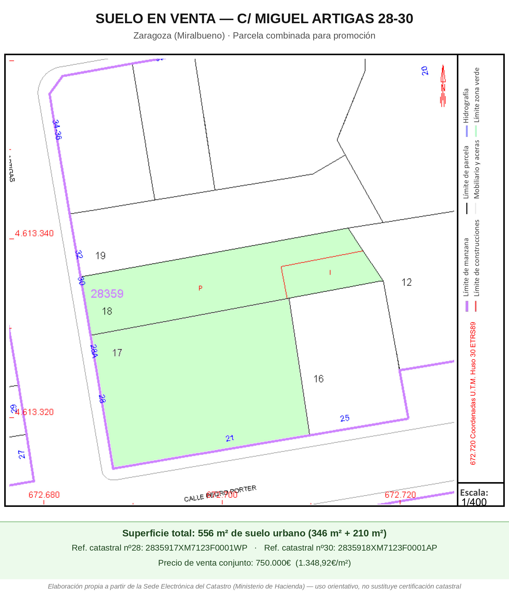 Imagen 4 Solar Urbano en venta en Zaragoza / Al sur del barrio de Miralbueno.